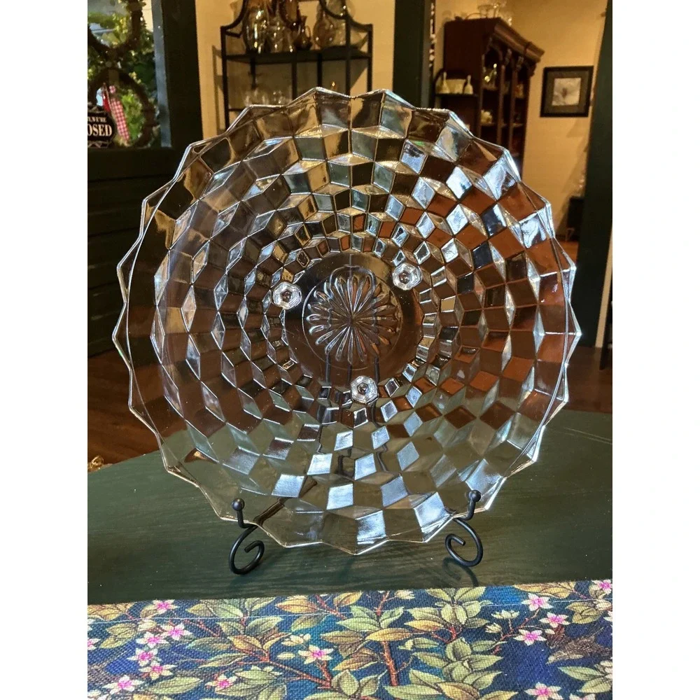 Vintage Fostoria American Clear Glass 3 Footed 12.5